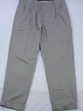 Polo Ralph Lauren Vintage Men's Trousers - Khaki Beige - Pleated and Cuffed